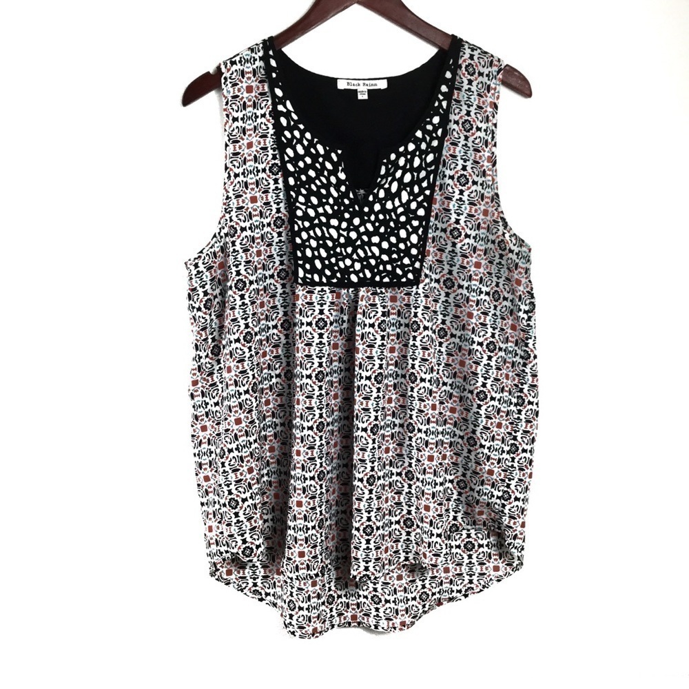 Black‎ Rainn sleeveless Hi-low colorful top